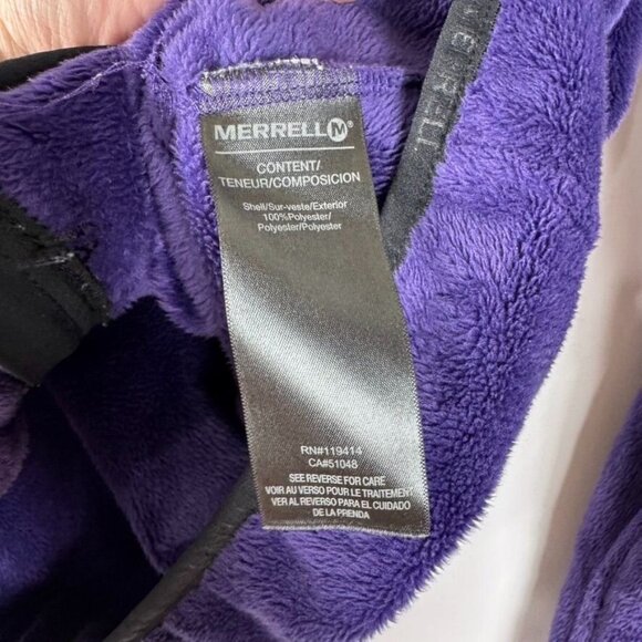 Merrell Purple Fuzzy Plush Full Zip Jacket Hooded Thumb Holes Outdoor Hiking M - Picture 7 of 12